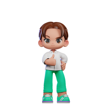 Cute Boy Showing Thumbs Up  3D Illustration