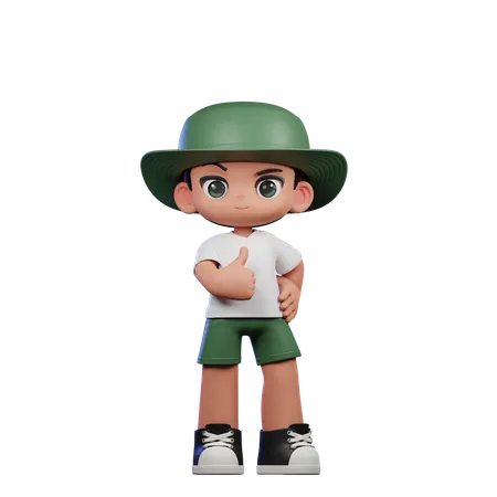 Cute Boy Showing Thumbs Up Pose  3D Illustration