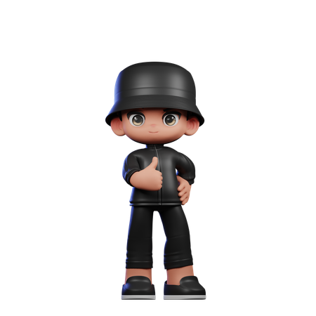 Cute Boy Showing Thumbs Up Pose  3D Illustration