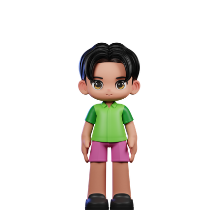 Cute Boy Standing Cool Pose  3D Illustration