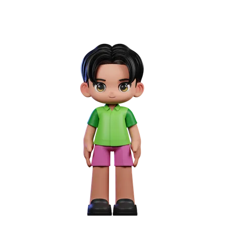 Cute Boy Standing Cool Pose  3D Illustration