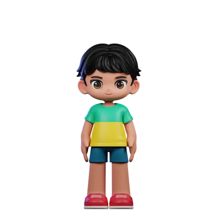 Cute Boy Standing In Cool Pose  3D Illustration
