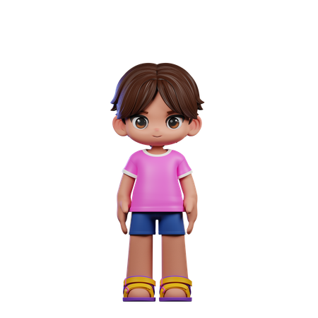Cute Boy Standing In Cool Pose  3D Illustration