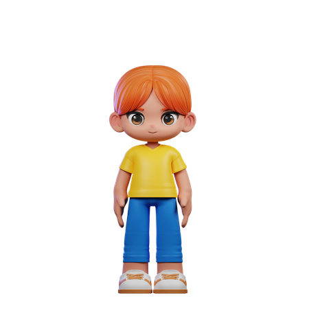 Cute Boy Standing In Cool Pose  3D Illustration