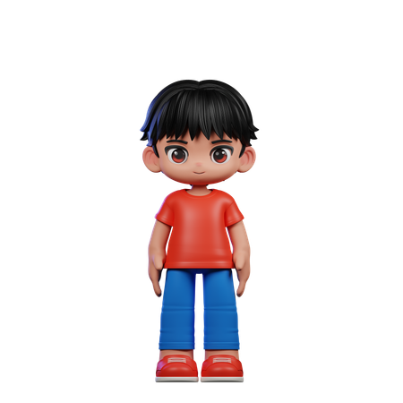 Cute Boy Standing In Cool Pose  3D Illustration