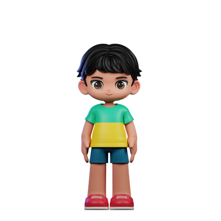 Cute Boy Standing In Cool Pose  3D Illustration