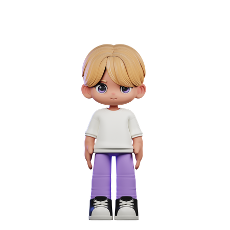 Cute Boy Standing In Cool Pose  3D Illustration