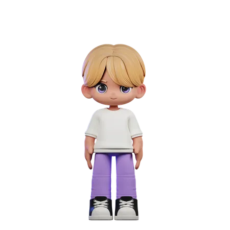 Cute Boy Standing In Cool Pose  3D Illustration