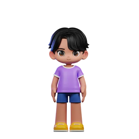 Cute Boy Standing In Cool Pose  3D Illustration