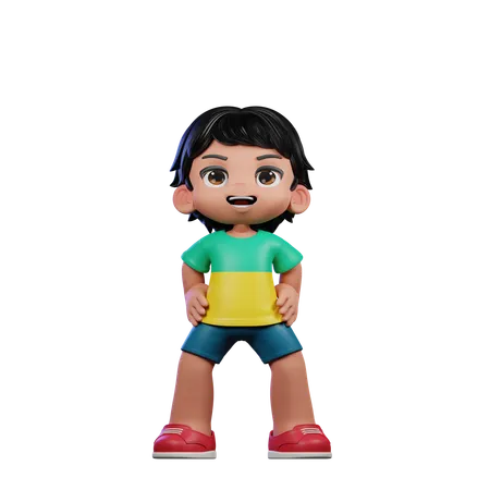 Cute Boy Standing Laugh Pose  3D Illustration
