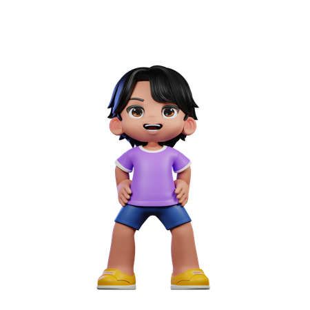 Cute Boy Standing Laugh Pose  3D Illustration