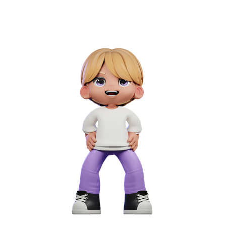 Cute Boy Standing Laugh Pose  3D Illustration