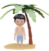 Cute boy standing on the beach in summer