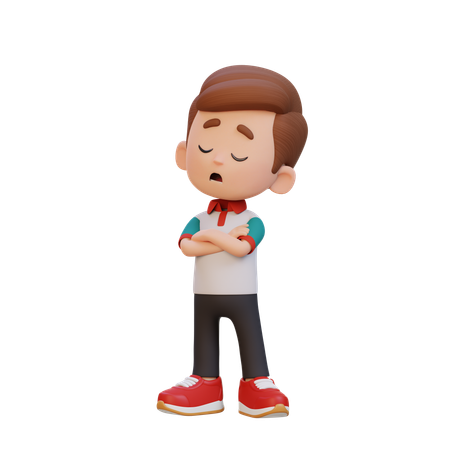 Cute Boy Standing While Giving Rejection Pose  3D Icon