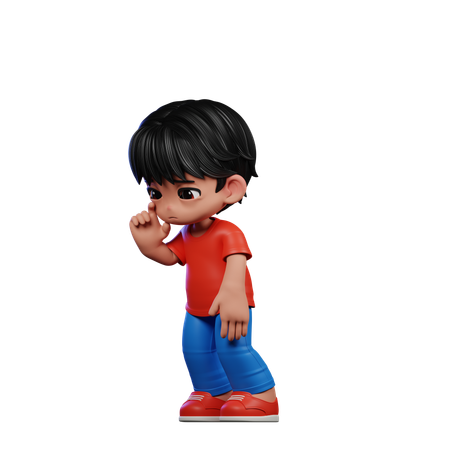 Cute Boy Standing While Giving Sad Pose  3D Illustration