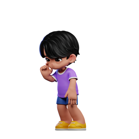 Cute Boy Standing While Giving Sad Pose  3D Illustration
