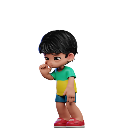 Cute Boy Standing While Giving Sad Pose  3D Illustration