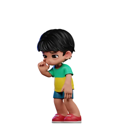 Cute Boy Standing While Giving Sad Pose  3D Illustration