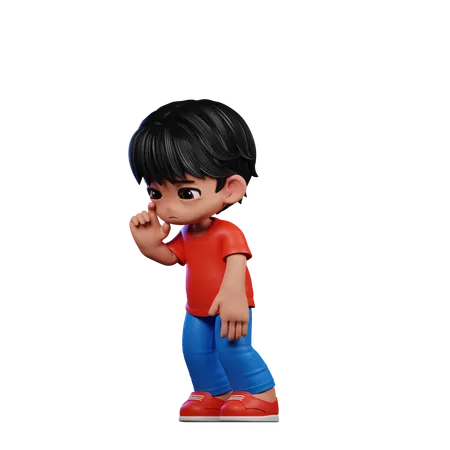 Cute Boy Standing While Giving Sad Pose  3D Illustration