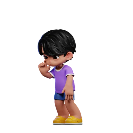 Cute Boy Standing While Giving Sad Pose  3D Illustration