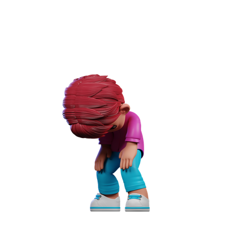 Cute Boy Taking Break Pose  3D Illustration