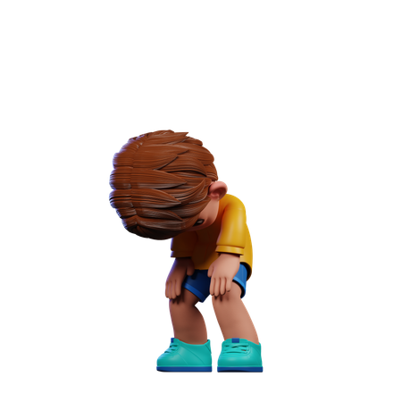 Cute Boy Taking Break Pose  3D Illustration