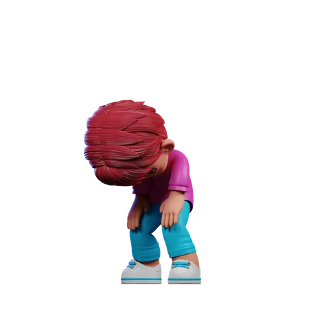 Cute Boy Taking Break Pose  3D Illustration