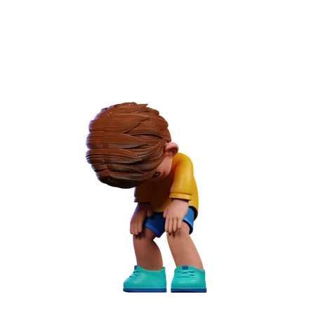 Cute Boy Taking Break Pose  3D Illustration