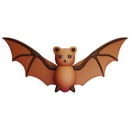 Cute Brown Bat  3D Icon