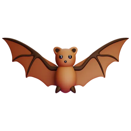 Cute Brown Bat  3D Icon