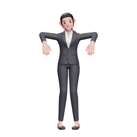 Cute Business Woman showing Marionette Pose  3D Icon