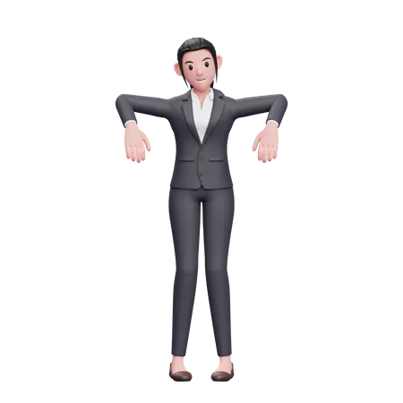 Cute Business Woman showing Marionette Pose  3D Illustration