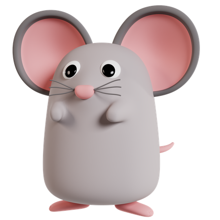 Cute Cartoon Mouse  3D Icon