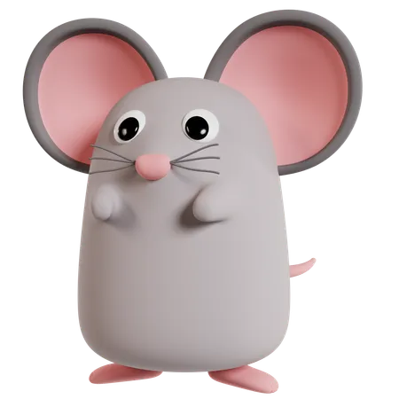 Cute Cartoon Mouse  3D Icon