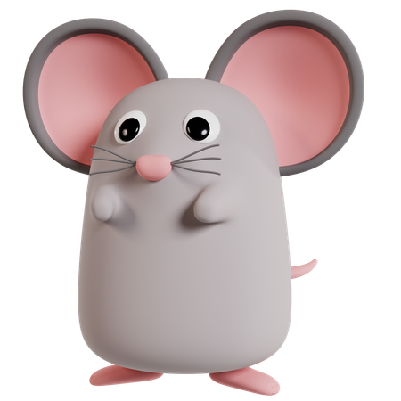 Cute Cartoon Mouse  3D Icon
