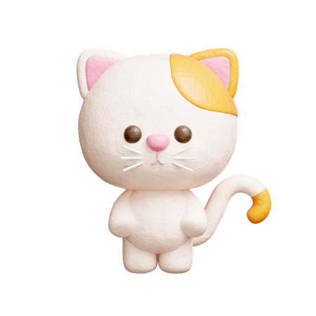Cute Cat Character  3D Icon