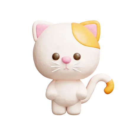3 D Cute Cat Cartoon Animal Character 3D Icon