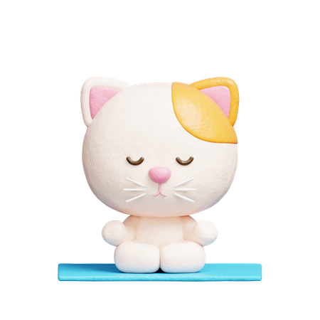 瞑想をしているかわいい猫  3D Icon