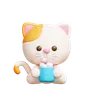 Cute Cat drinking coffee