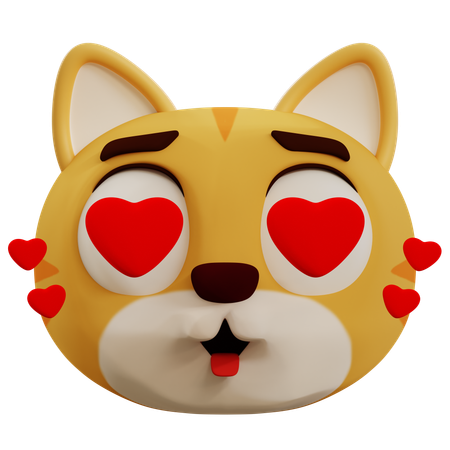Cute Cat Love  3D Icon