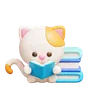 Cute cat reading book