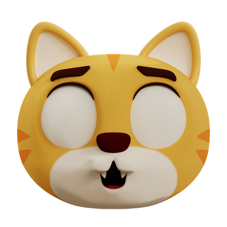 Cute Cat Scared  3D Icon