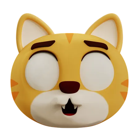 Cute Cat Scared  3D Icon