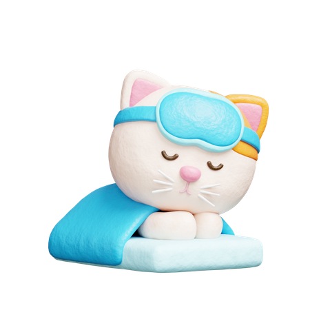 眠っているかわいい猫  3D Icon