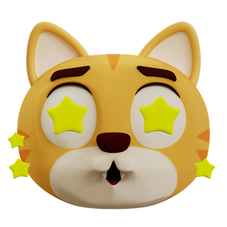 Cute Cat Star  3D Icon