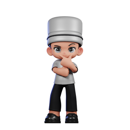 Cute Chef Doing Curious pose  3D Illustration
