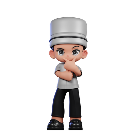Cute Chef Doing Curious pose  3D Icon