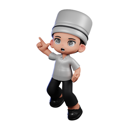 Cute Chef Doing Happy Jumping  3D Illustration