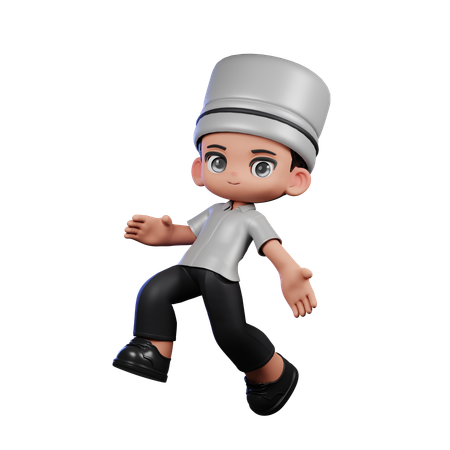 Cute Chef Doing Happy Jumping  3D Illustration