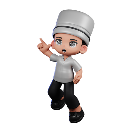 Cute Chef Doing Happy Jumping  3D Illustration